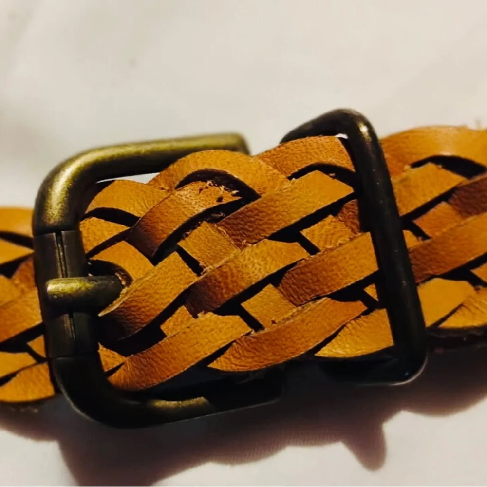 Braided Leather Braces/ Suspenders in Tan/Brown - Adjustable Classic Style